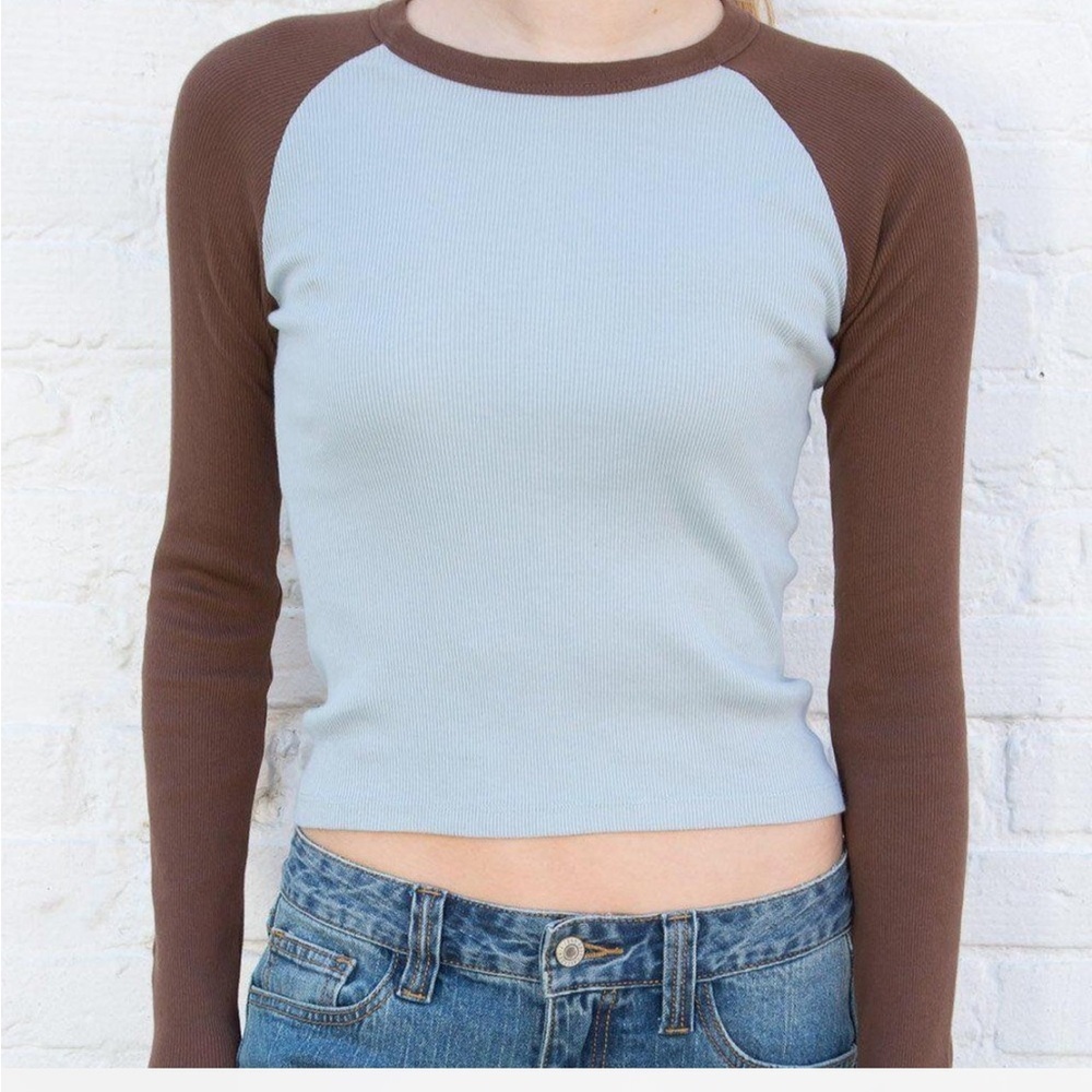 rare bella longsleeve top in brown&blue